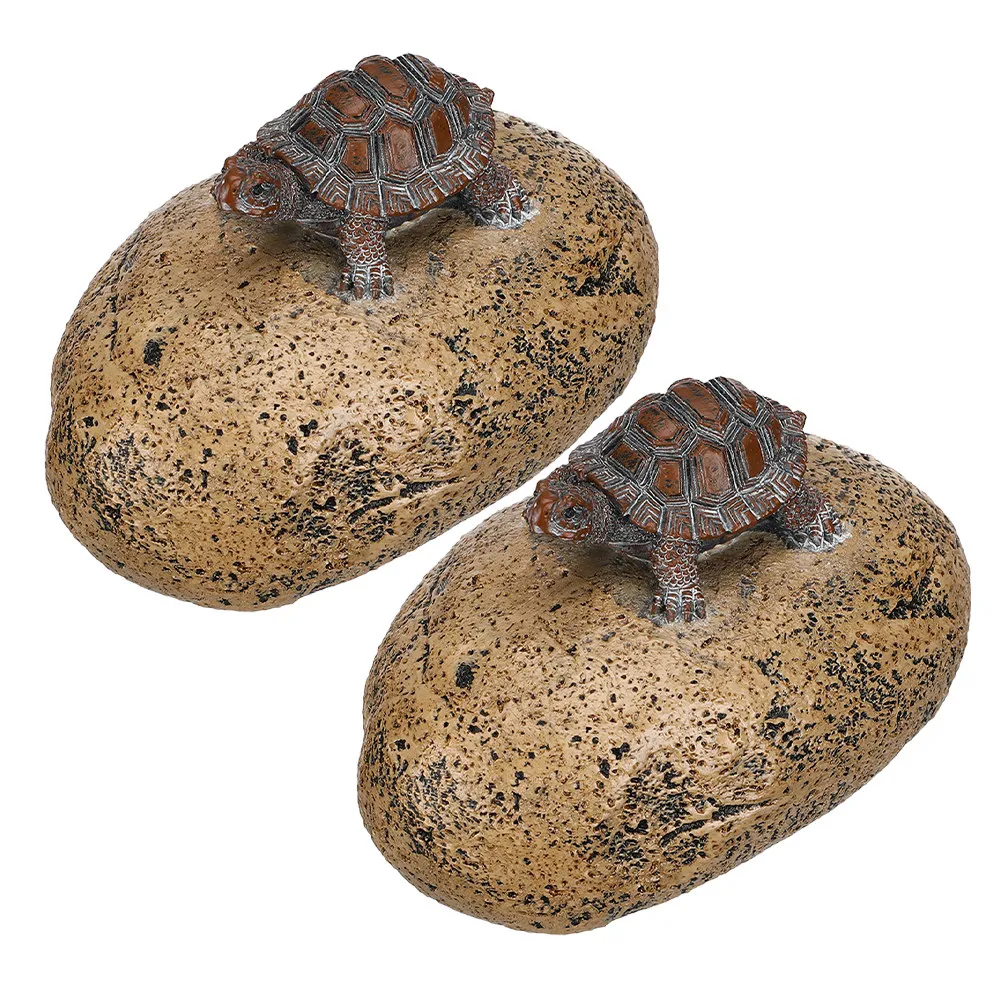 2Pcs Resin Key Box Fake Rock Stone Shape Outdoor Key Hider Hidden Storage Box Realistic Garden Yard Safe Concealer