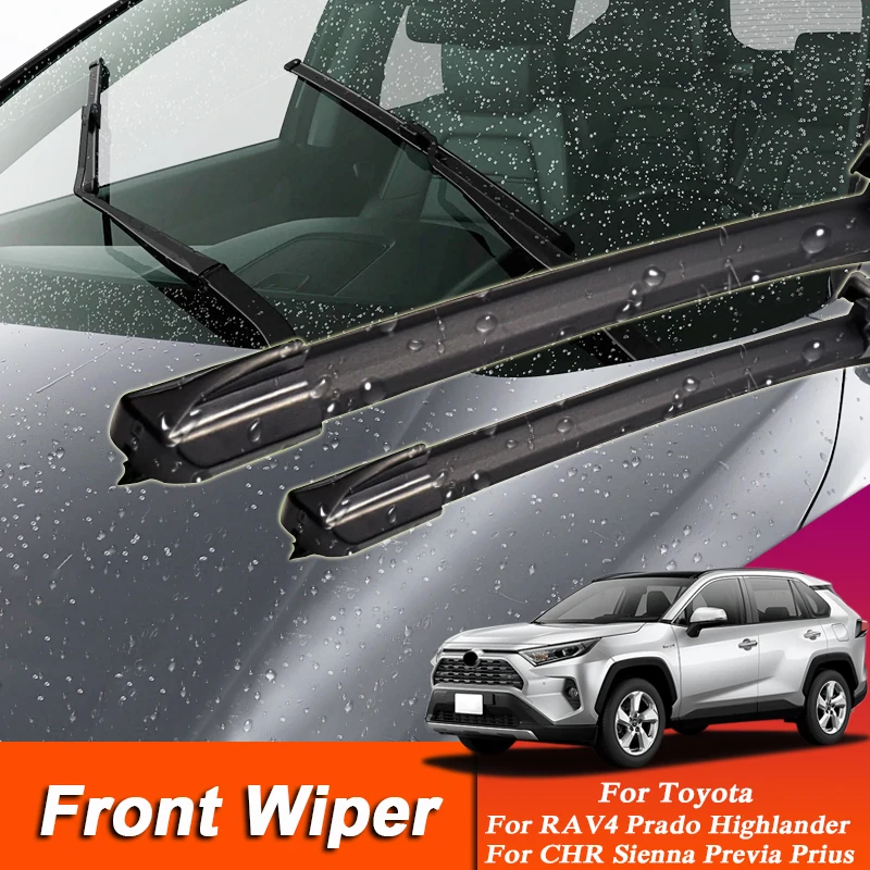 2pcs Car Wiper Blade Windscreen Wipers For Toyota CHR RAV4 Highlander Prado Sienna Prius Windshield Rubber Auto Wiper Accessory