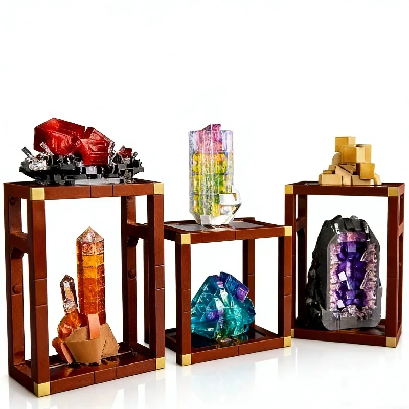 

New 880PCS Mineral Collection Gemstone Compatible 21362 Building Blocks Transparent Particles Holiday Gift Toys for Kids