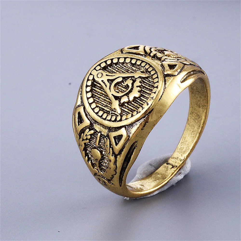 European And American Popular Retro Freemason Emblem Rings, Fashionable And Stylish Men's Trendy Rings, Available For Wholesale