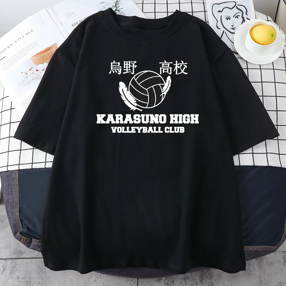 Haikyuu Karasuno High School Printed Woman T-shirt Street Casual Sport Oversized Clothing Style Comfortable Men Streetwear