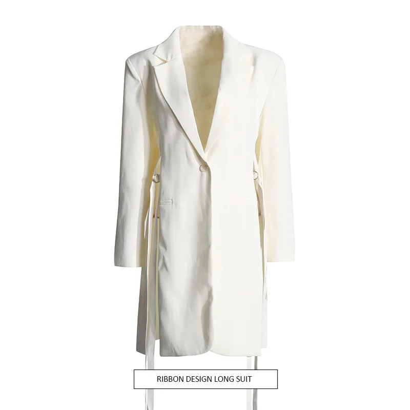 

Australian trendy brand personalized straight and thin jacket 2025 new fashion split streamer design sense long suit women