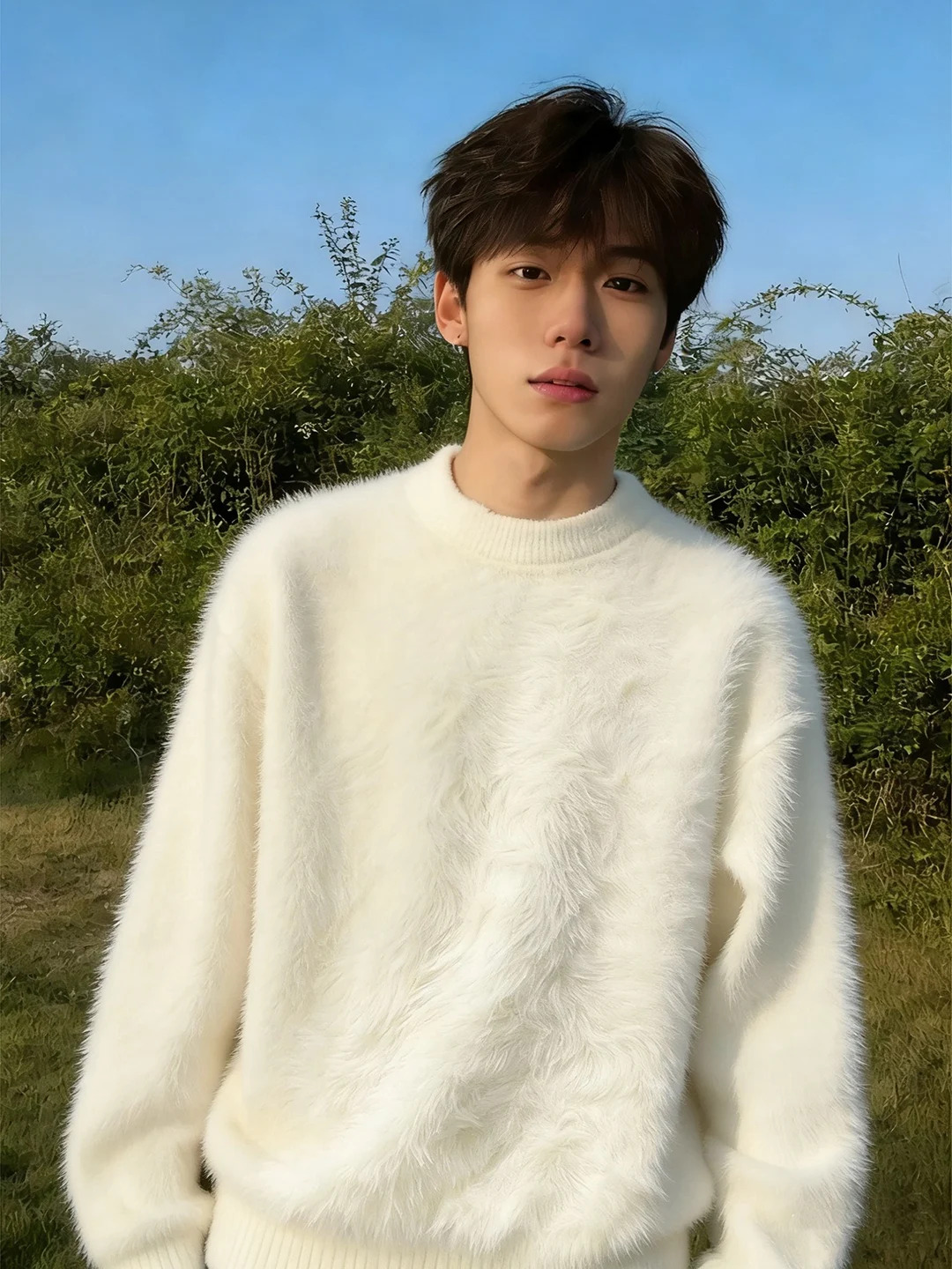 

Men's White Mink Velvet Knitwear Winter Base Layer American Lazy Sle Soft Camere Sweater Comfortable Loose Fit Ciwalk