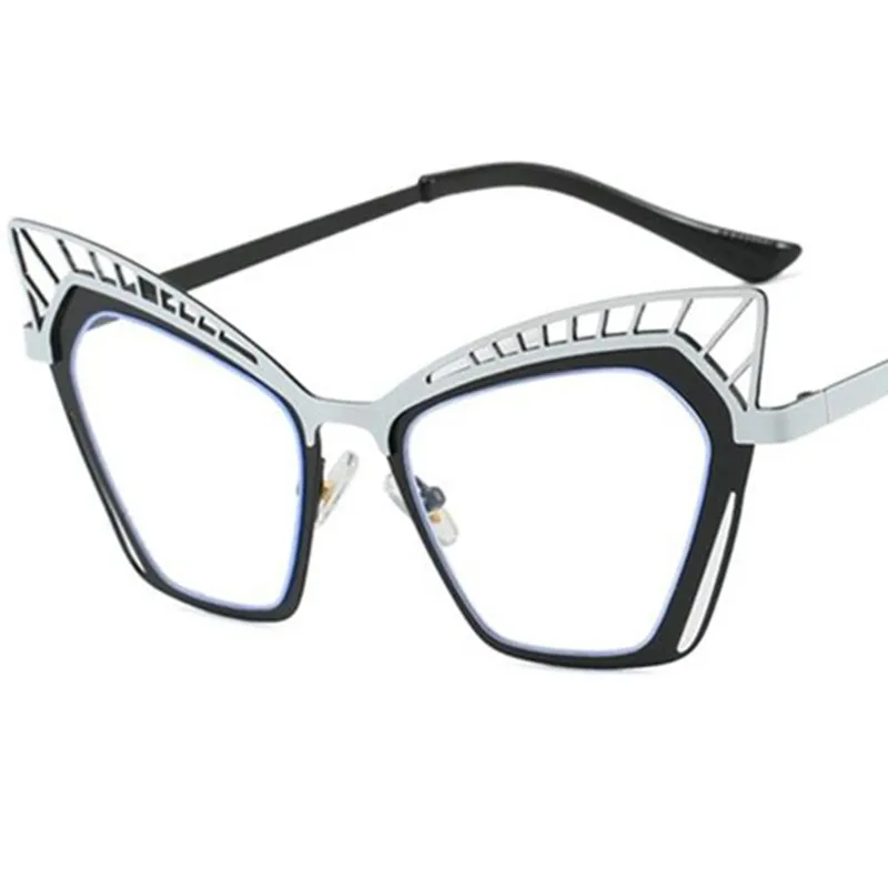 NEW Anti-Blue Light Glasses Women Cat Eye Eyewear Hollow Design Spectacles Patchwork Frame Eyeglasses Simplity Ornamental