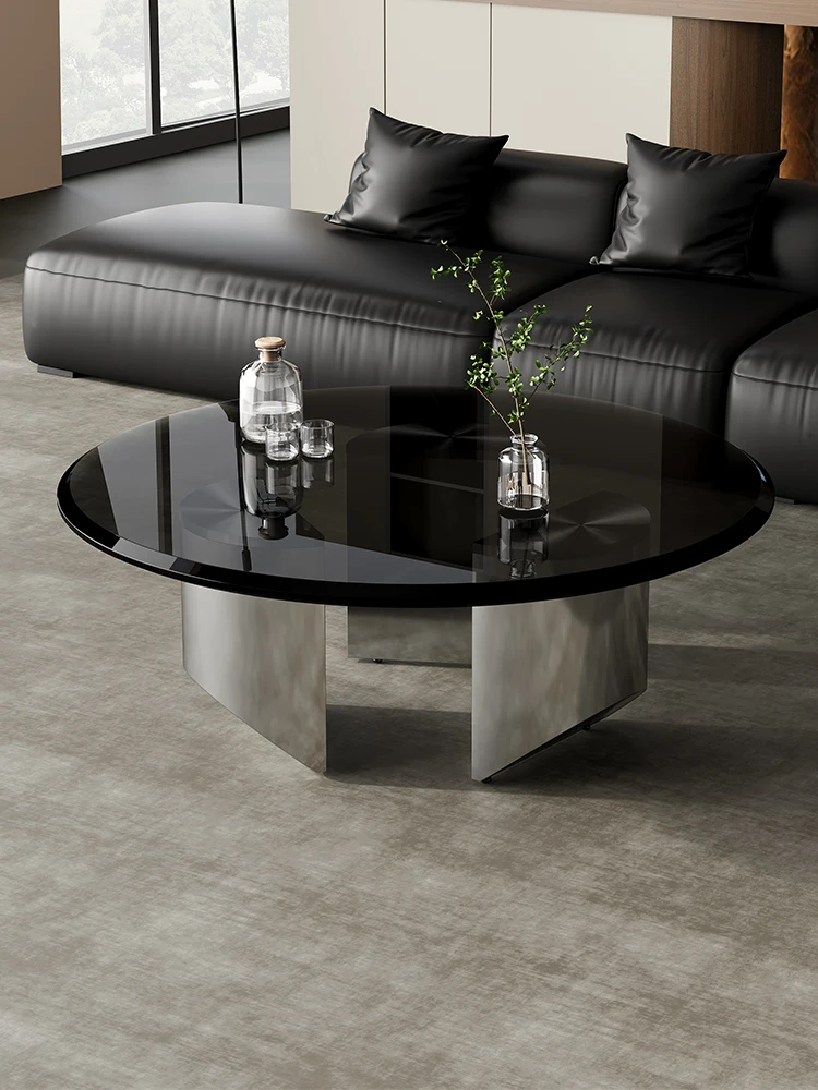 Coffee table living room household Italian light luxury suspended modern small apartment round tempered