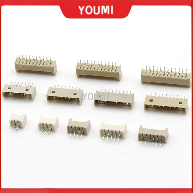 50pcs MICRO JST 1.25 1.25MM Pitch Connector 2P 3P 4P 5P 6P 7P 8P 10P-12PIN Straight Pin Header/Right Angle Curved Needle Socket