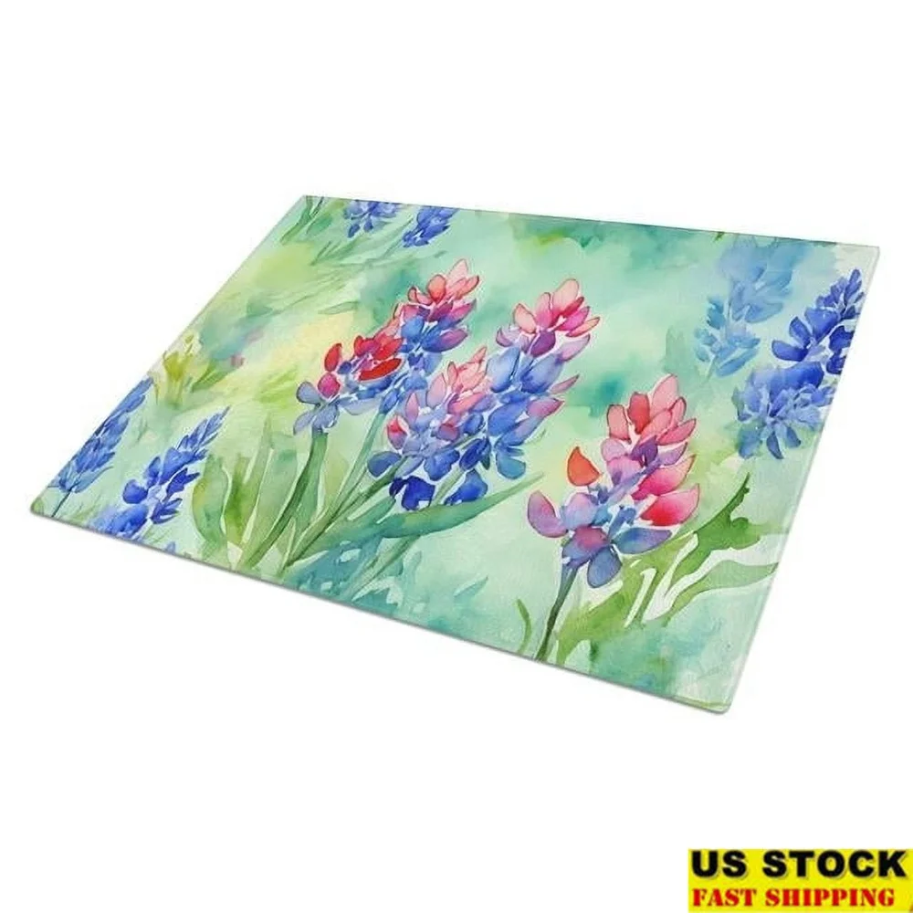 

Стеклянная разделочная доска Texas Bluebonnets, большое закаленное стекло, кухонное искусство, нескользящие ножки, прочная термостойкая идея для подарка