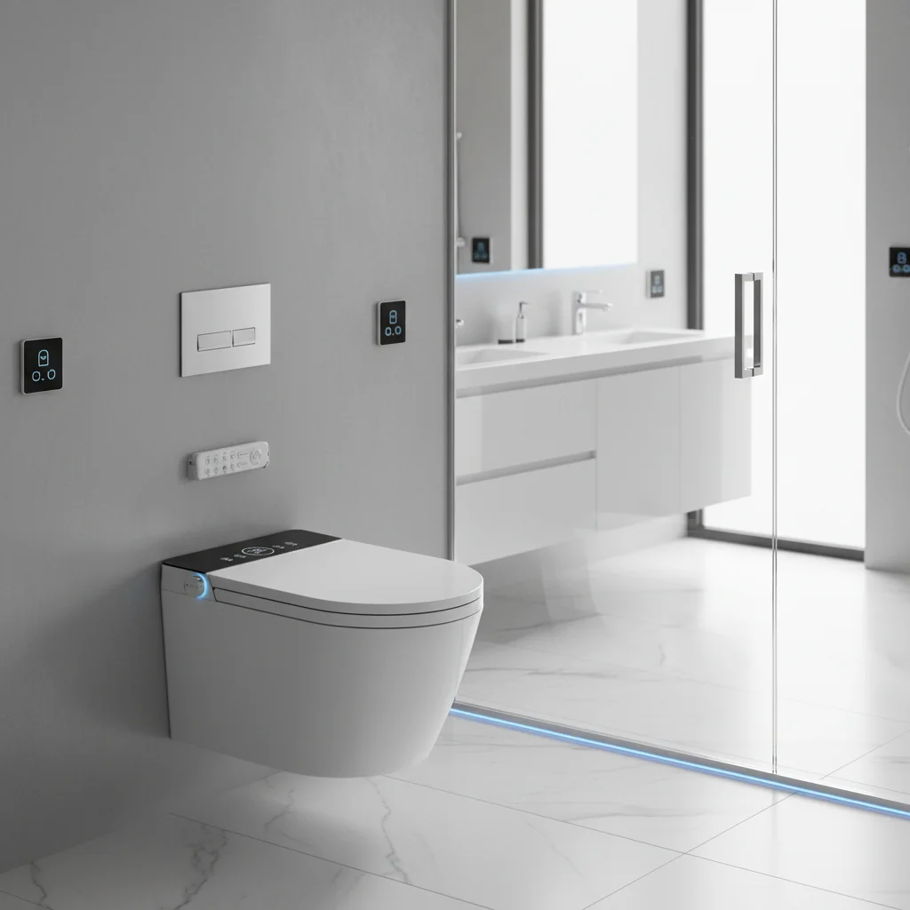 

Japanese Intelligent Toilet with Bidet Seat Remote Control Seat Heating Elongated Bowl-Modern Wall-Mounted WC