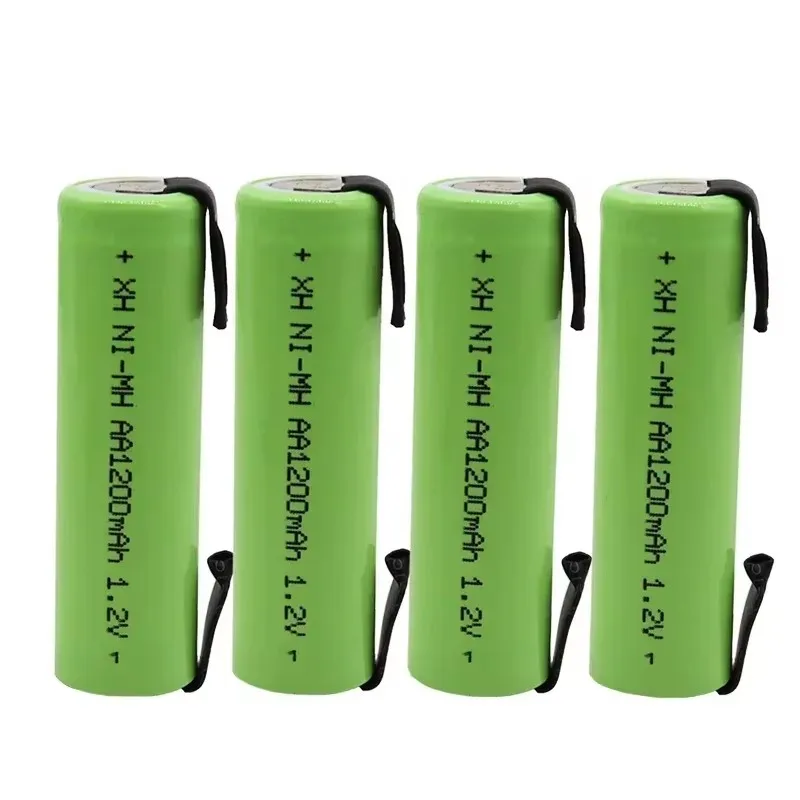 100% Original 1.2V AA battery 1.2V Rechargeable Battery, 1200mah, AA NiMH, with Solder Pins, DIY Electric Toothbrush Shaver