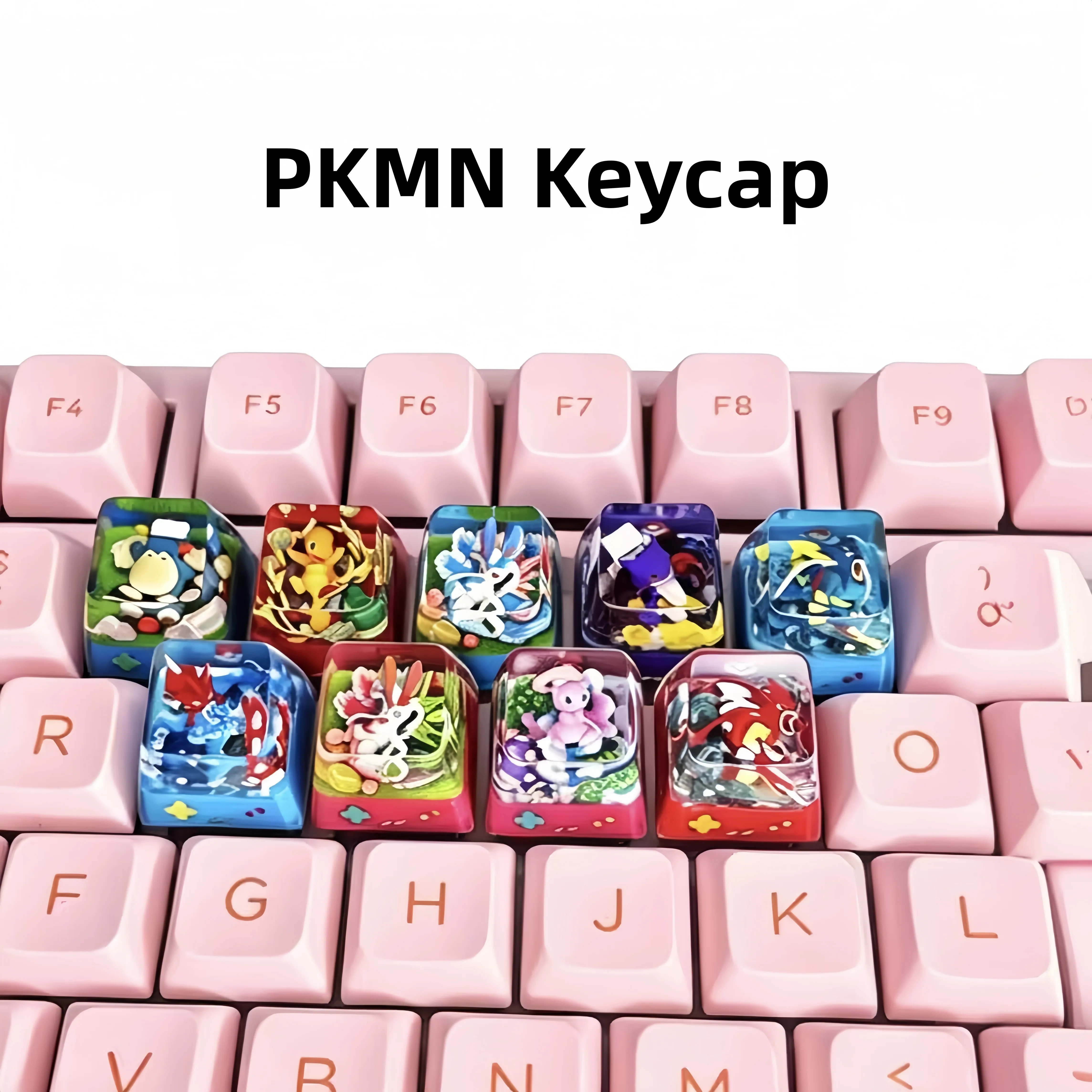 clavier-mecanique-pkmn-pokemon-keycap-mew-meowth-umbreon-pikachu-glaceon-umbreon-eevee-psyduck-en-resine-transparente-stereoscopique