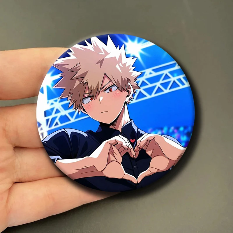 58mm Anime Character Katsuki Bakugo Soft Button Pin Hero Cartoon Brooch Creative Badge for Backpack Clothes Decoration Gift