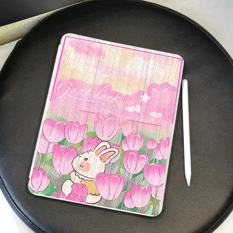 Tablet Case for 7 8 9th 10.2 Funda Cover IPad 10th Generation Ipad Air 3 Generation 2019 IPad Pro 11 2022 Rabbit Tulip Shell