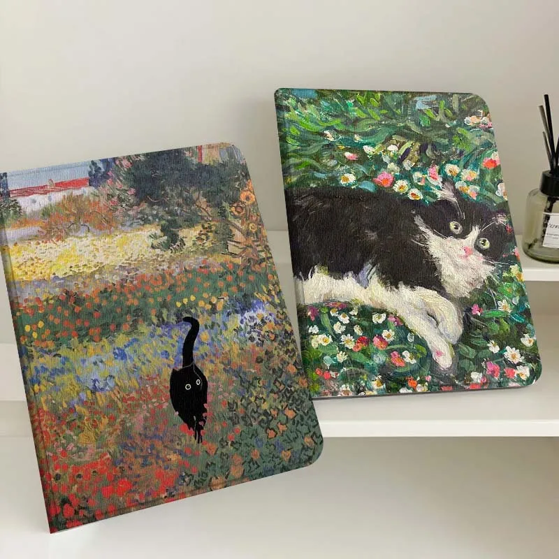 

Cartoon Black Cat Garden Gift Tablet Case For Samsung Tab Galaxy S6 S11 A A7 A8 A9 A11 10.1 10.4 10.5 Plus Lite