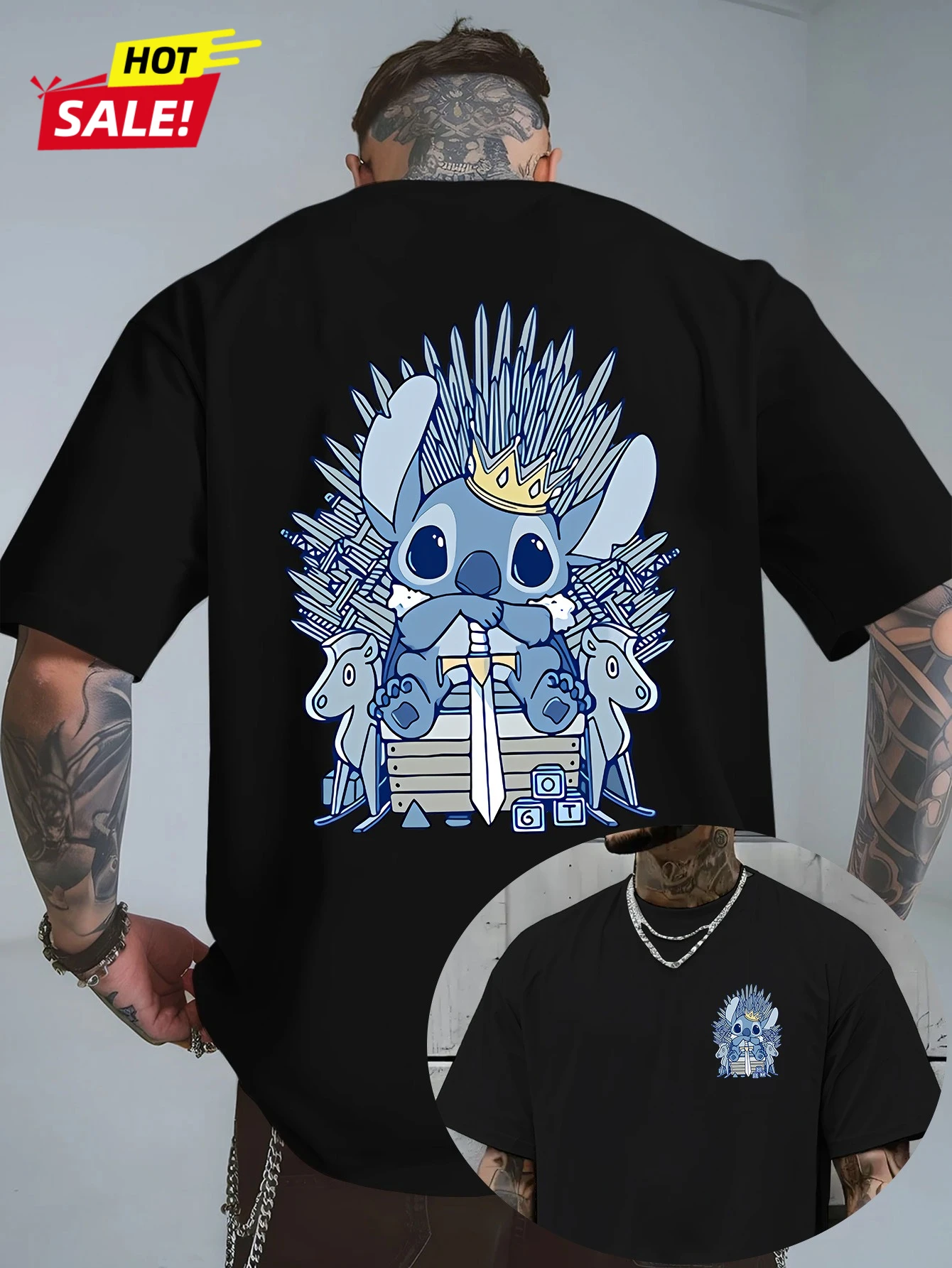 الصيف ديزني غرزة نمط مطبوعة المرأة تي شيرت عادية الوالدين والطفل الشارع الشهير القطن Y2K أفضل Harajuku ملابس للرجال