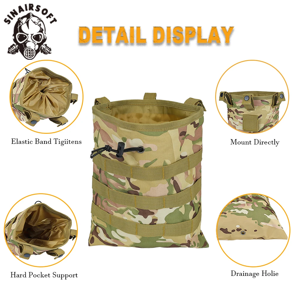 SINAIRSOFT Roll-up MOLLE Dump Pouch Tactical Magazine Recovery Pouch Outdoor Drawstring Mag Recycling Pouch Airsoft Hunting Gear