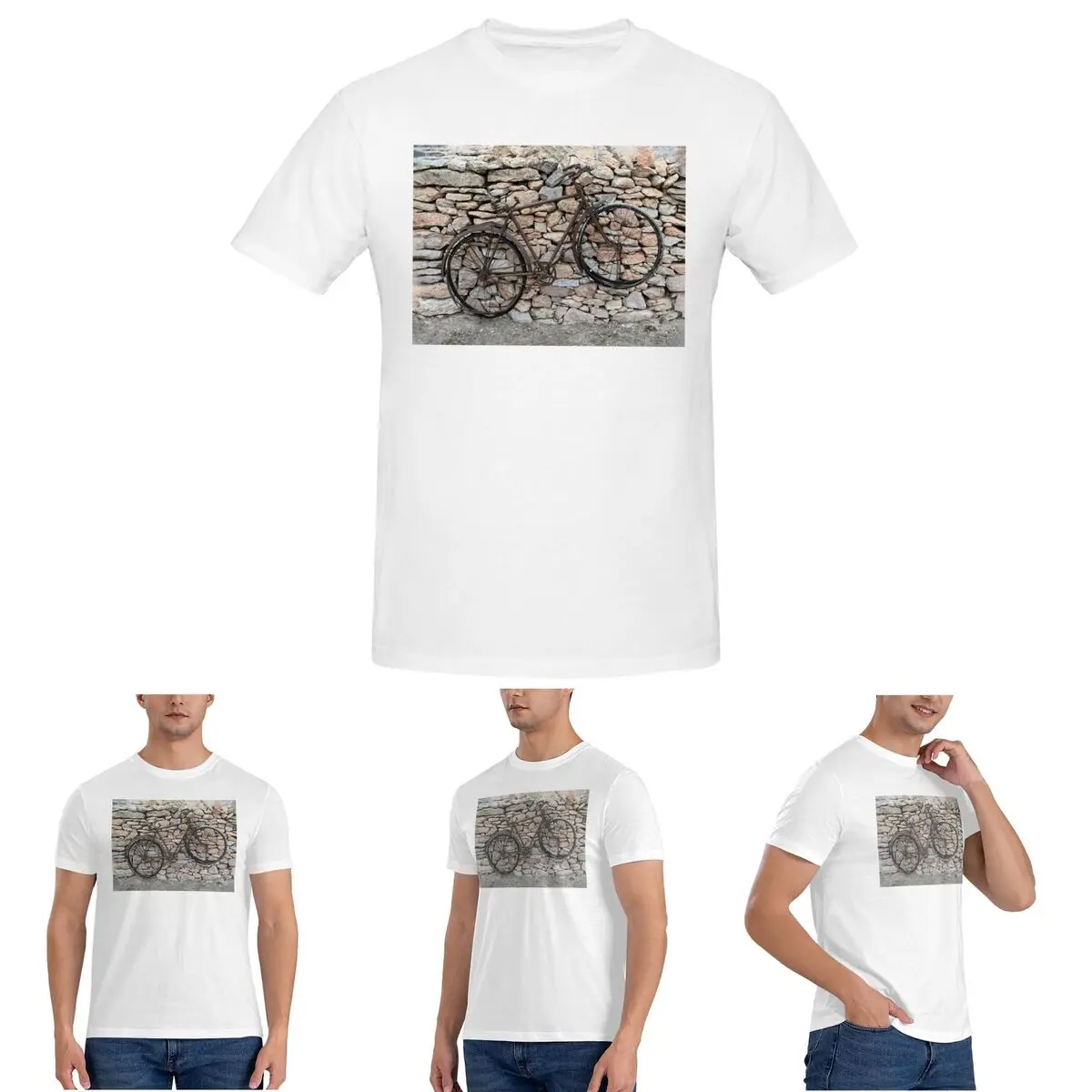

Retro Bicycle T-Shirt for Men Cotton Oversized T Shirts Men's Short Sleeve Round Neck Summer Clothes Tops S-6XL