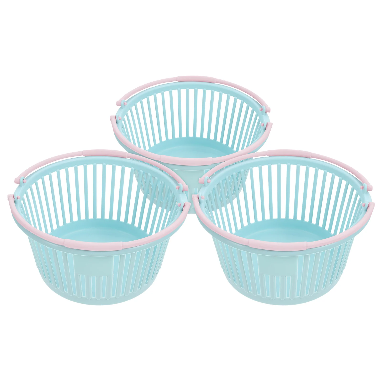 

3pcs Shopping Baskets Fruit Holder Plastic Berry Basket with Handle Kids Toy Grocery Storage Decor Farmers Market Display