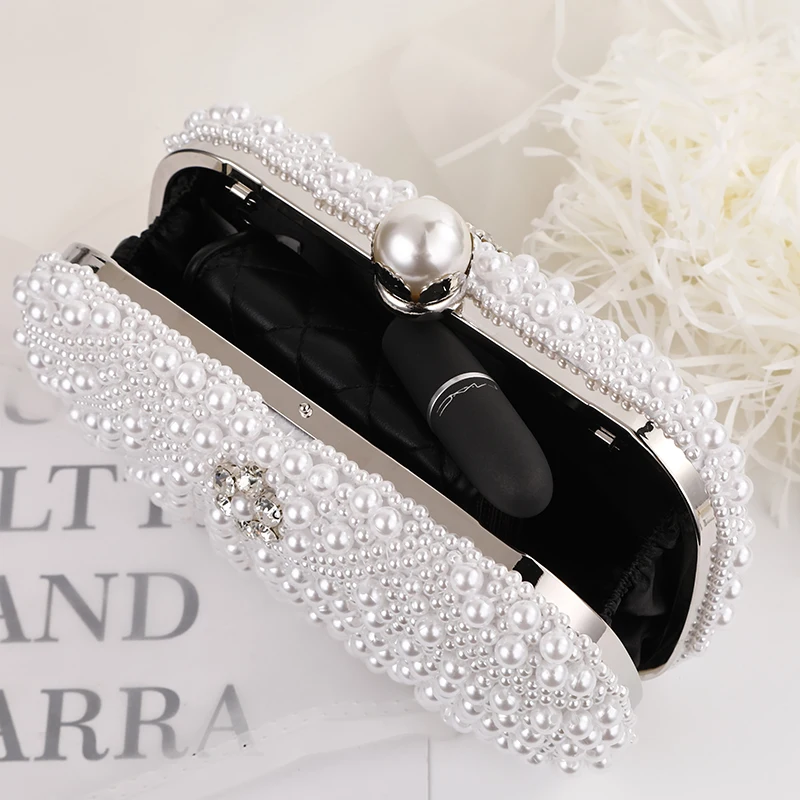 Trendy Pearl Dinner Bag Chain Strap Shoulder Bag Elegant Celebrity Handheld Evening Dress Bag Marriage Party Storage Bag