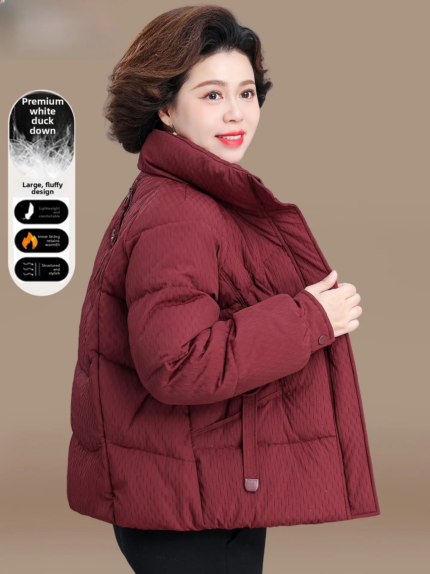 

Sli Mommy Winter Coat Du down Jaet Women's Faion Small Size Loose Fit Long Pants Warm Windproof Zipper Closure