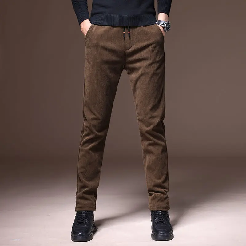 

2023 High Quality Winter Casual Corduroy Pants Men Stretch Thick Long Pant Korean Classic Solid Trousers Male Clothing L21