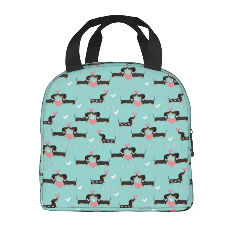 Sausage Dog Thermal Insulated Lunch Bags Women Dachshund Portable Lunch Tote for School Office Outdoor Multifunction Food Box