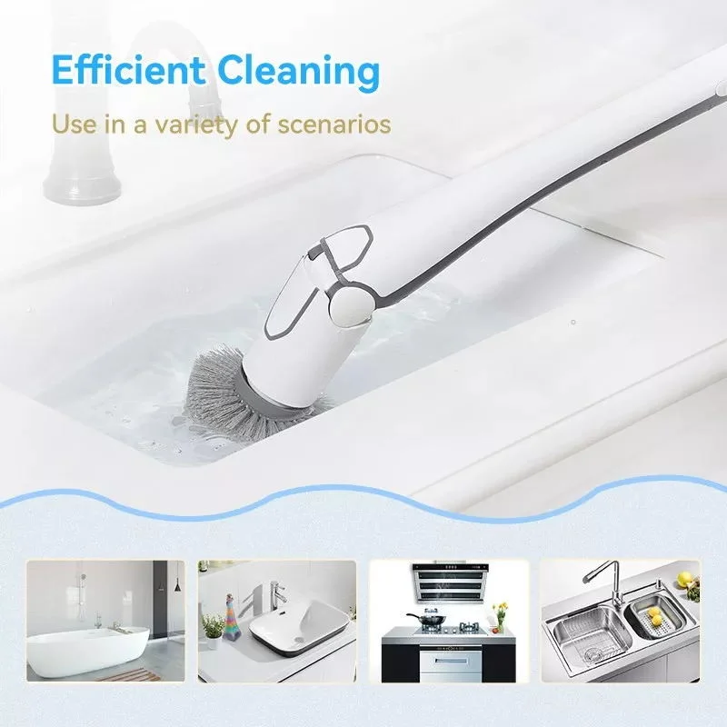 2023 New Wireless Electric Cleaning Brush for Home Kitchen Rotary Spin Scrubber Rechargeable Household Cleaner Tools