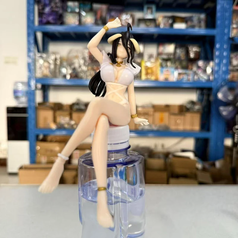 애니메이션 악마 대 군주 액션 피규어 앉아 입상 수영복 알베도 피규어 국수 스토퍼 모델 PVC 일본 컬렉션 완구