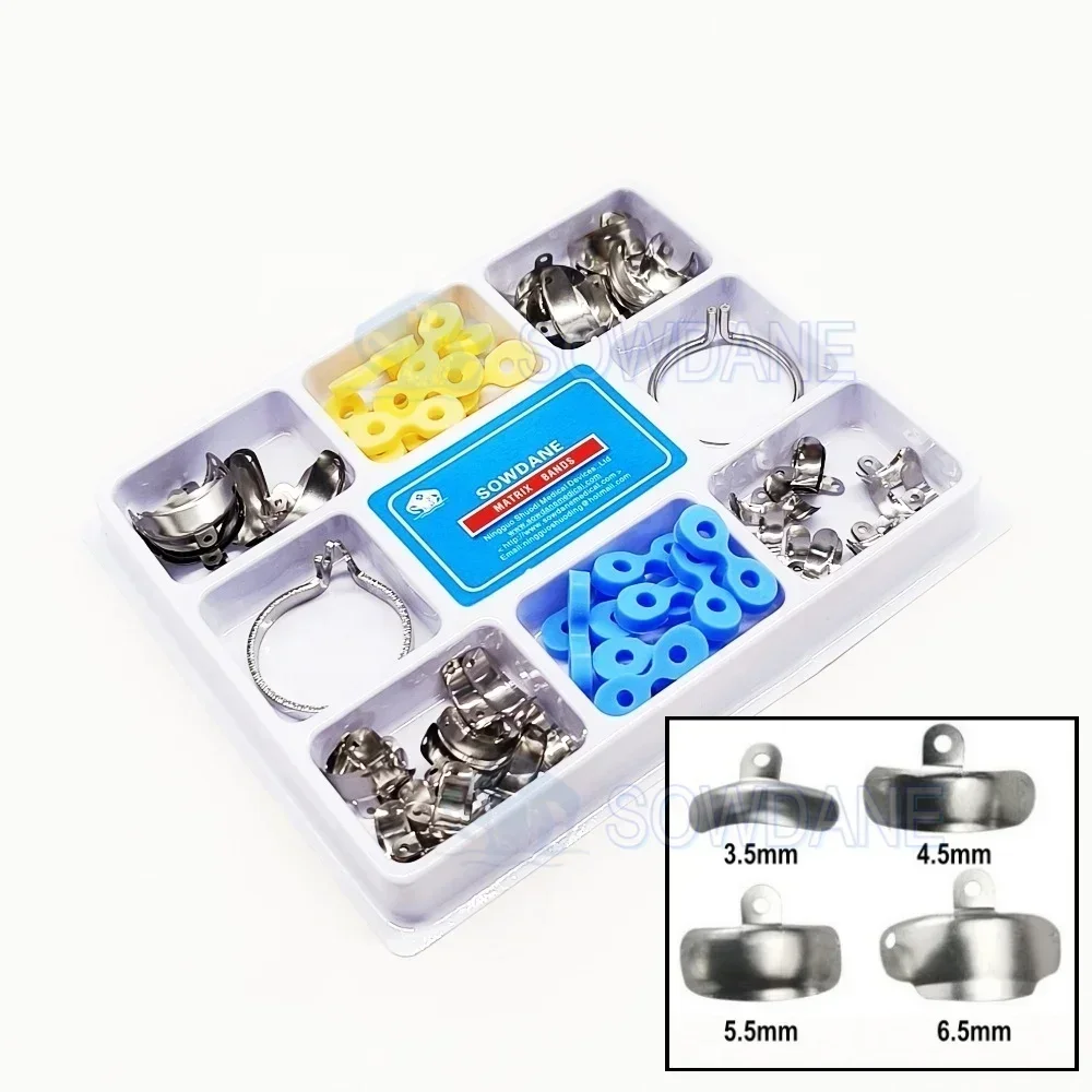 

80pcs New Dentals Sectionals Contoureds Metals Matrices Wedges set with M4 matrices Autoclavables rubbers wedges Clip Ring