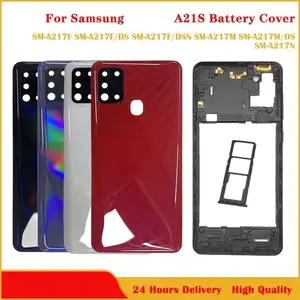 Bilashmart Samsung Galaxy A21s A217F A217M A217 Battery Back Cover Rear Door Housing Middle Frame Plastic Camera Lens Adhesive Replace