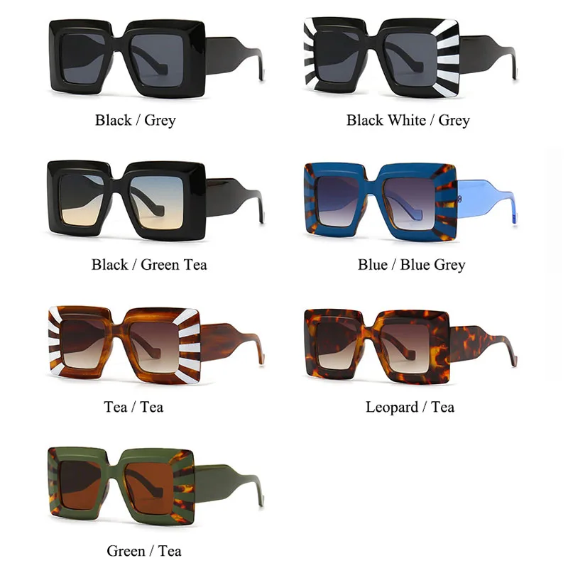 SHAUNA-Lunettes de soleil vintage à rayures, verres solaires carrés, protection UV 400