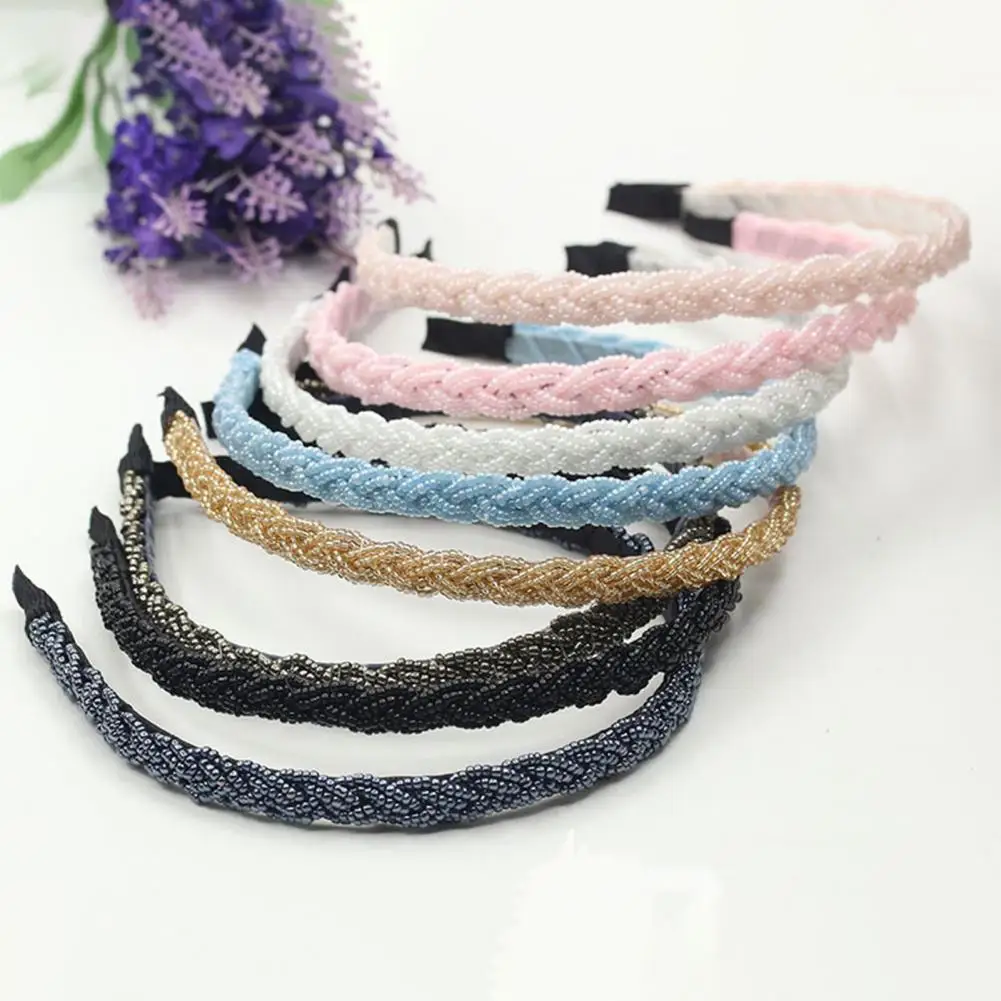 Beaded Headband Pull-free Hair Exquisite Craftmanship Headwear Assorted Colors Hair Hoop Colorful Beads Headband Decor For Girl