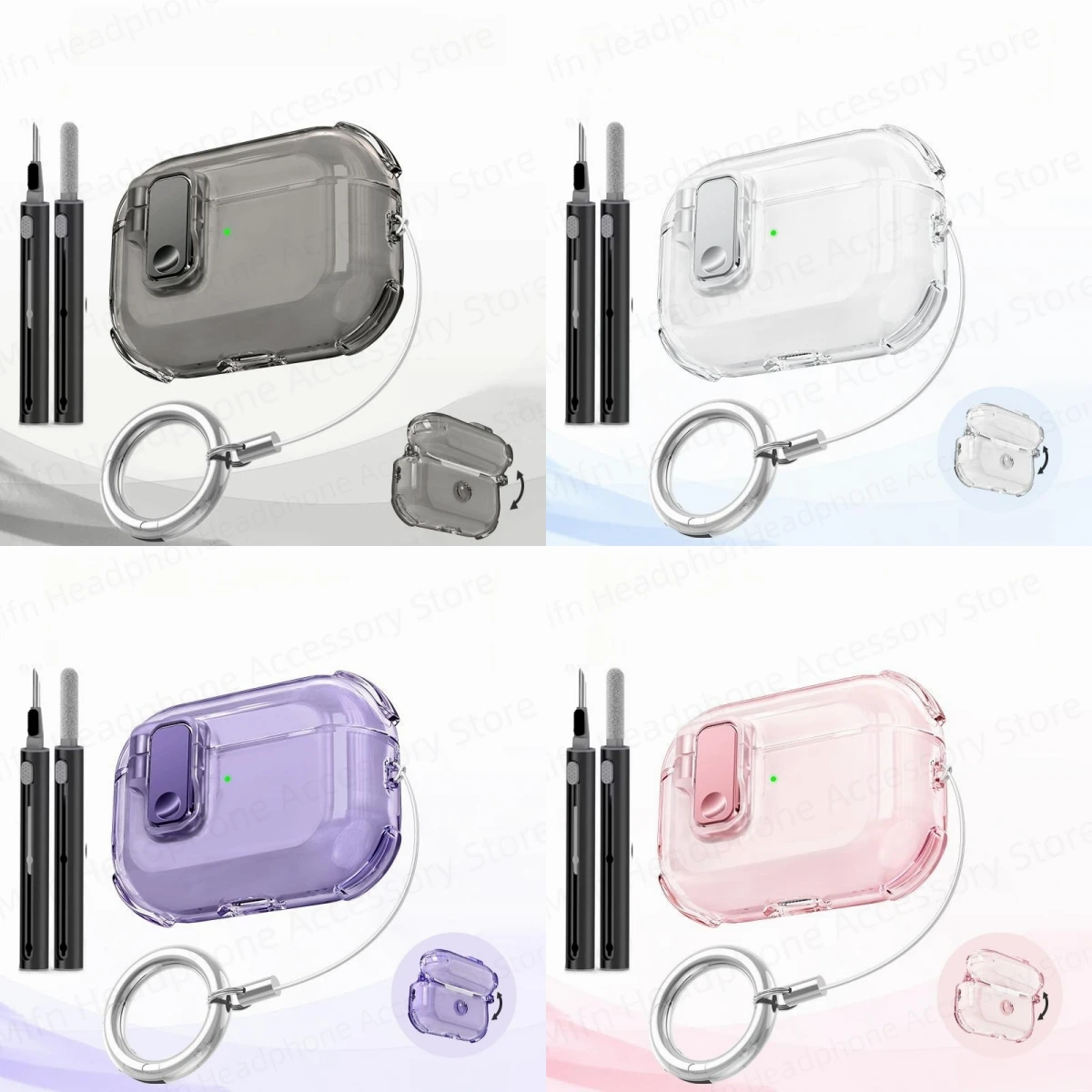 2025 airpod pro 3 Custodia magnetica con serratura di sicurezza TPU Protezione per cuffie Custodia trasparente per donna carina per airpod pro 4 2 3 Custodia