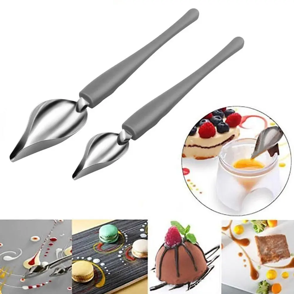 Steel Painting Pencil Spoon Sauce Painting Art Pencil Draw Design Valon Sauce Spoon Chef Decoration Spoon Kitchen Nozzle Spoon