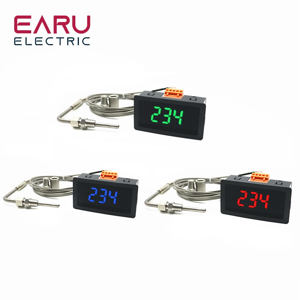 Red Green Blue LED Gauge with EGT Temperature Sensors & Weld Bund Combo Kit in Fahrenheit Celsius Adjustable Universal Use PT100