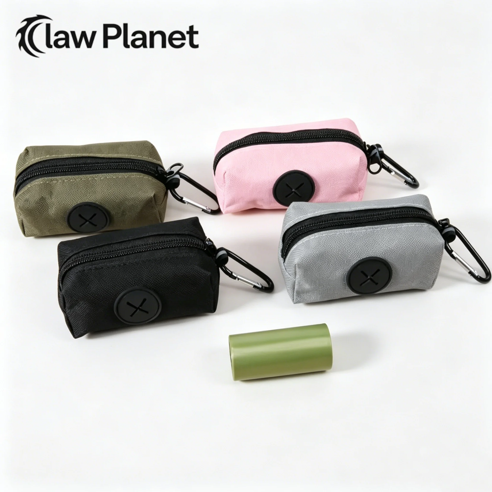 Canvas Dog Poop Bag Holder, Outdoor Pet Waste Bag Dispenser with Carabiner Clip, Animal Waste Collection Pouch