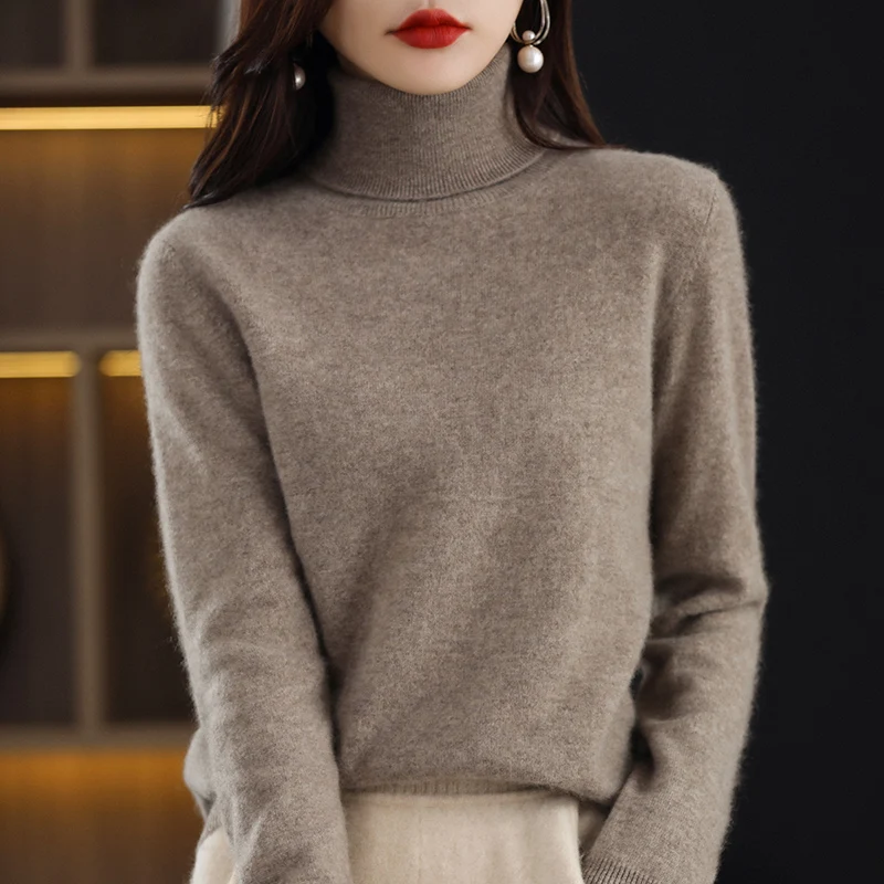 Hot Sale Women Pullover 100% Pure Cashmere Sweater Autumn Winter Long Sleeeve Basic For Female Turtleneck Soft Shirt S-XXL