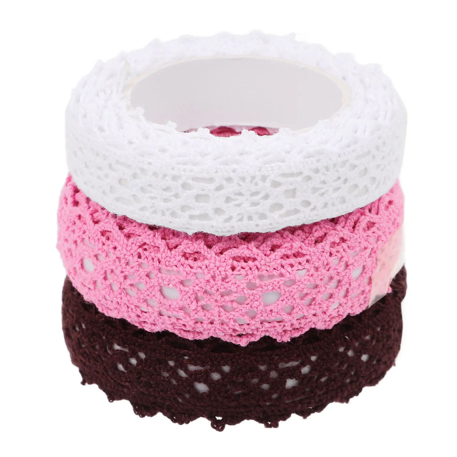 3 Rolls Elegant Lace Tape Decorative Ribbon Fabric Based Self Adhesive for DIY Crafts Scrapbooking Cards Decor