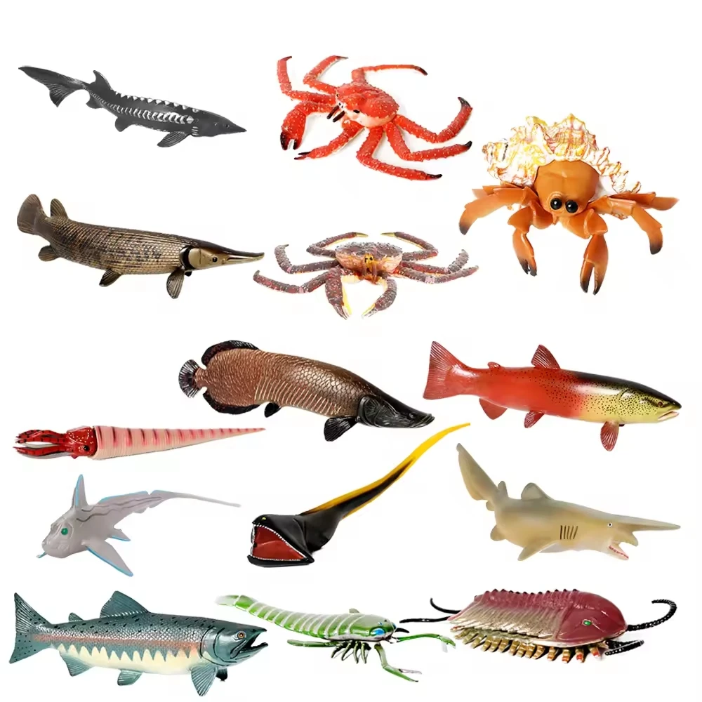Simulated Sea Life Models Crab Goblin Shark Salmon Trout Figurines Action Figure Marine Animals