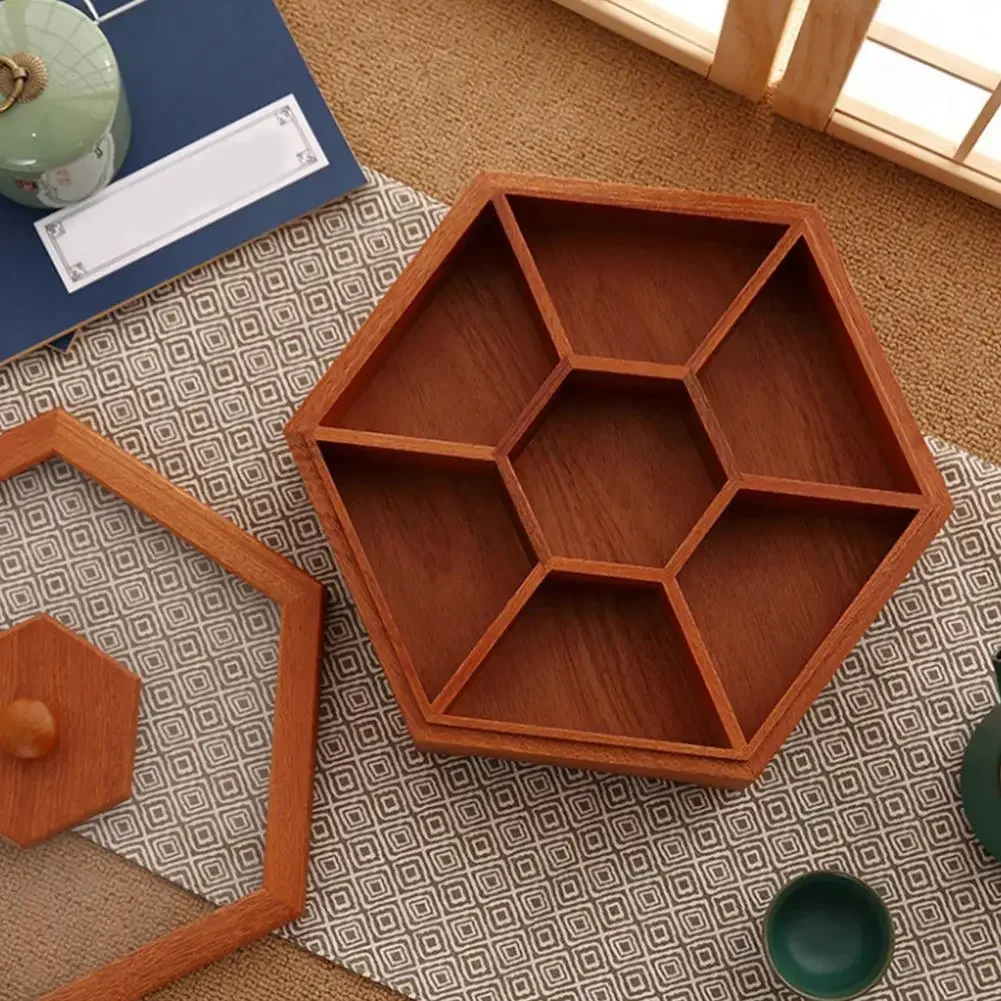 Solid Wooden Snack Box Chinese Style Multi-grid Dried Fruit Tray  Organizer Multifunctional Innovative For Living Room