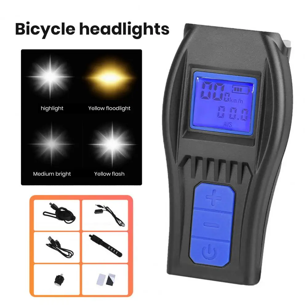 Bike Light Super Bright Waterproof Led Headlight with Horn Multifunctional Bicycle Computer Speedometer Kit Bike for Cycling