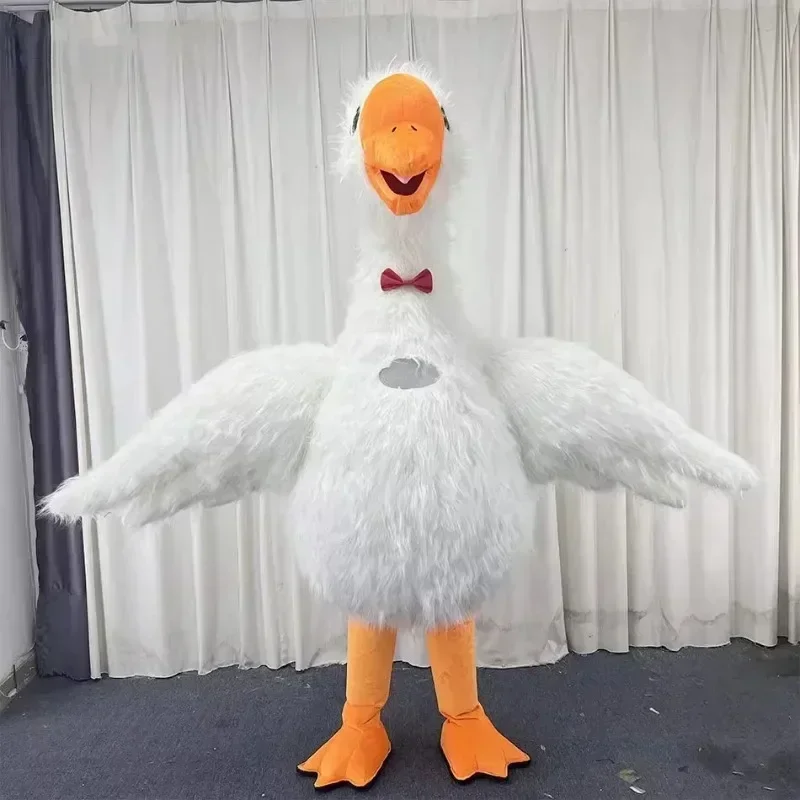 Christmas 2.2m Inflatable White Swan Mascot Adult Goose Suit For Entertainment Stage Wear Full Body Animal Cosplay Dress No Bat