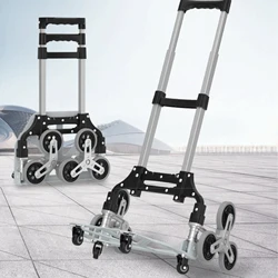 Portable Trolley Cart Aluminum Alloy with Wheels Upstairs Cargo FoldingTrolley Outdoor Step Climbing Travel Folded Trolley