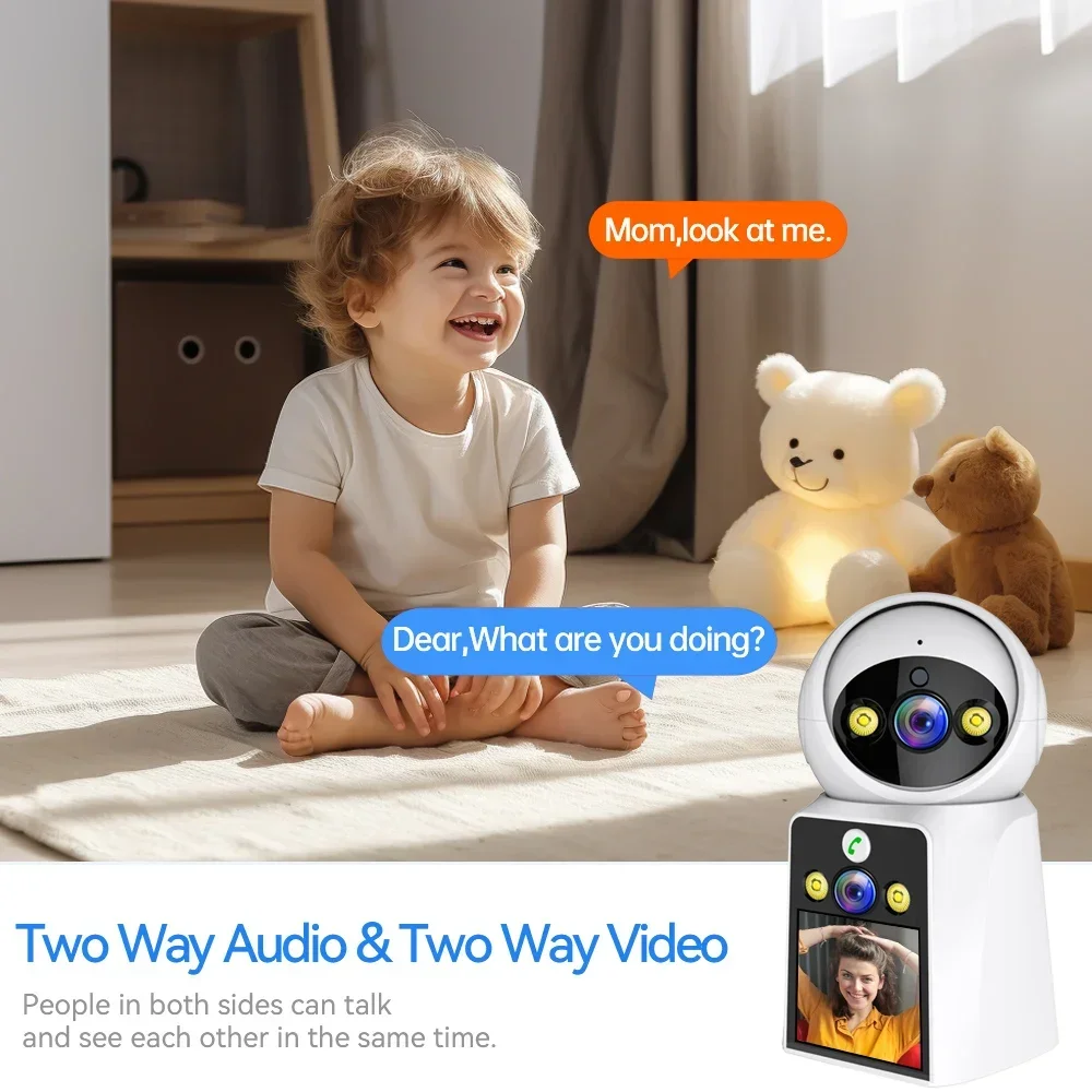 Videochiamata WiFi Telecamera di sicurezza Baby Monitor Video bidirezionale Tre schermi Sorveglianza domestica Visione notturna CCTV Security Cam Mini