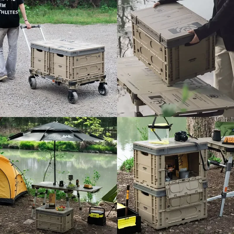 Outdoor Folding Wagon Table Fashionable Tactical Cart for Camping