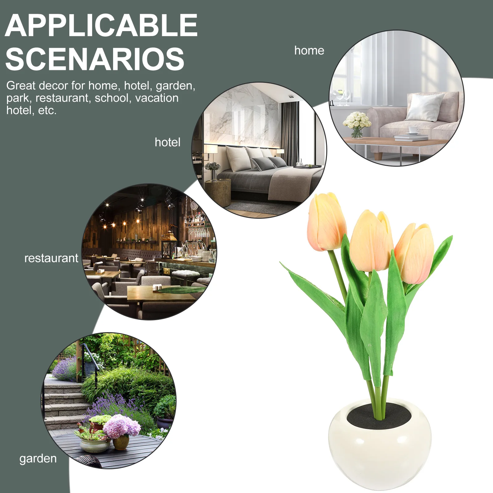 

Tulip Night Light Ceramic PU LED Decor Bedroom Warm Ambiance Desktop Toddler Lighting Flower Home Led Bed Lights