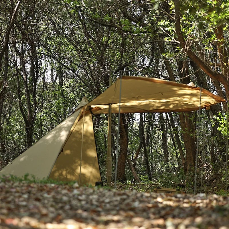 Outdoor Camping Tent 4-6 Persons Lightweight Four-season Waterproof Single-layer Octagonal Indian Pyramid Tent Canopy