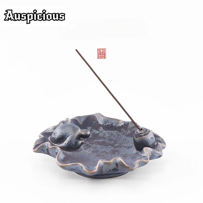 Heart Asking Ceramic Incense Insertion Kiln Fambe Iron Rust Glazed Incense Holder Elegant Diffuser Smell Distributor For Teaware