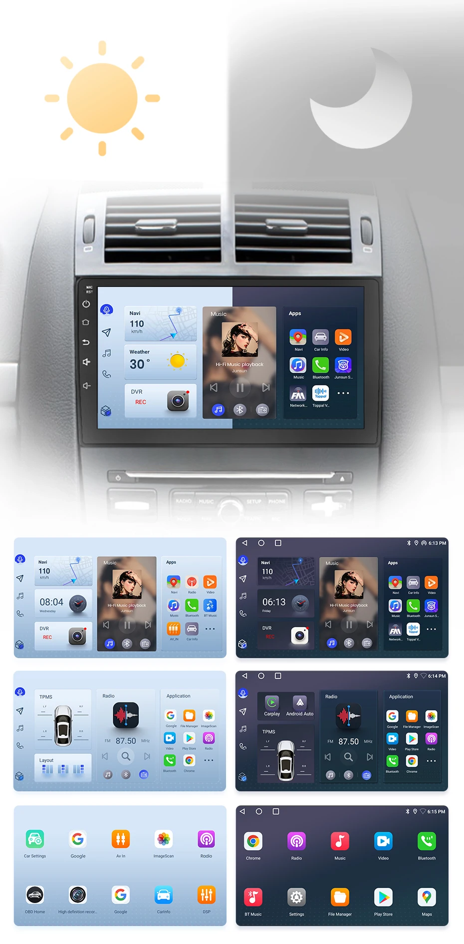 Junsun Kabelloses CarPlay Android Auto Autoradio für Peugeot 407 2004-2011 2 DIN Multimedia-Stereoanlage mit Eingebautem Kühlventilator GPS-Navigation SWC Bluetooth FM RDS DSP IPS-Bildschirm Auto-Intelligentes System 4G WiFi 8-Kern Plug&Play Haupteinheit – Detail 7