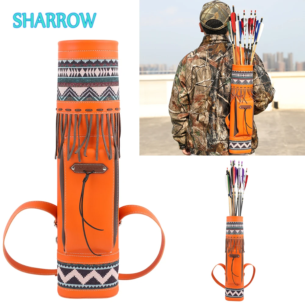 Archery Arrow Quiver Capacity Large Leather Quiver Bag Adjustable 3Back Methods Hold 30pcs Arrow Bag Outdoor Hunting Accessories