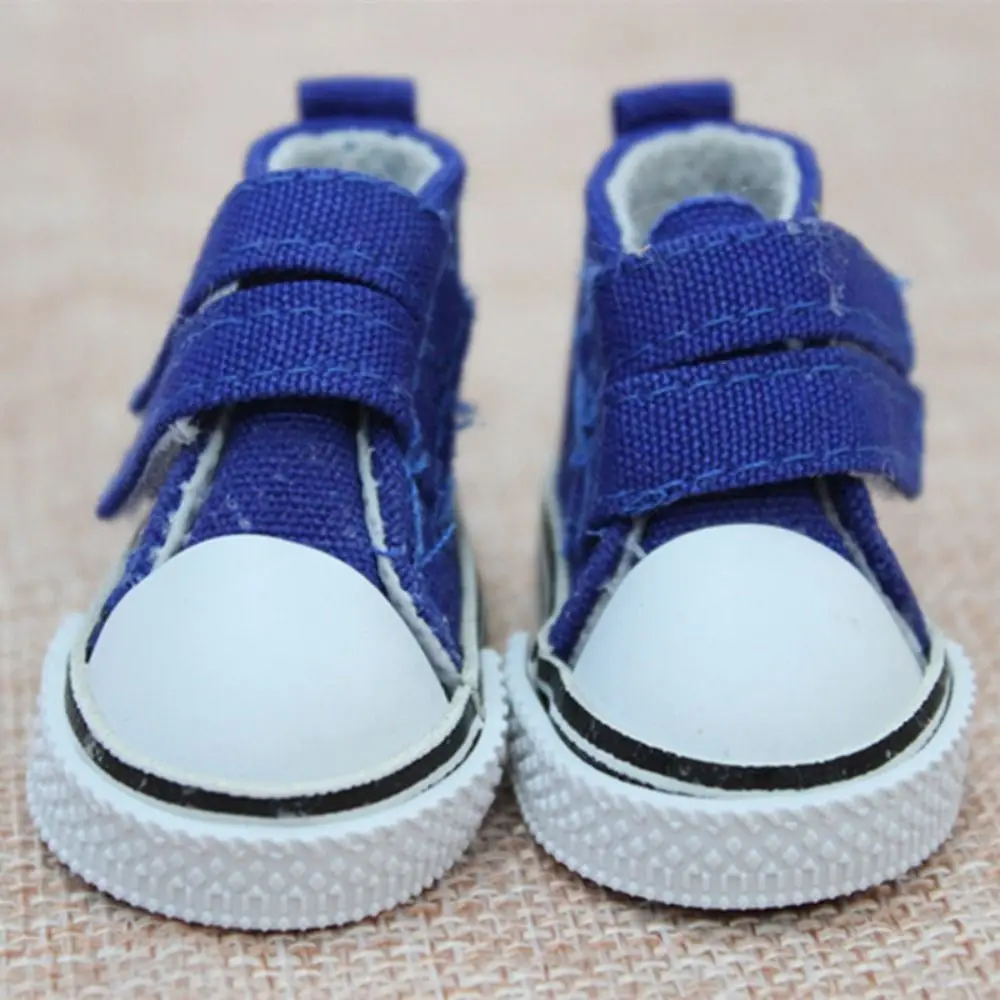 1 Pair Fashion 5cm Length Doll Shoes 1/6 Scale Mini Sneakers Denim Canvas High Top Plimsolls Playing House Handmade Props Toys